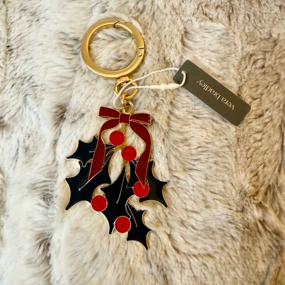 *NWT* Vera Bradley Holiday Christmas Holly Bag Charm Key Chain - Picture 2 of 3